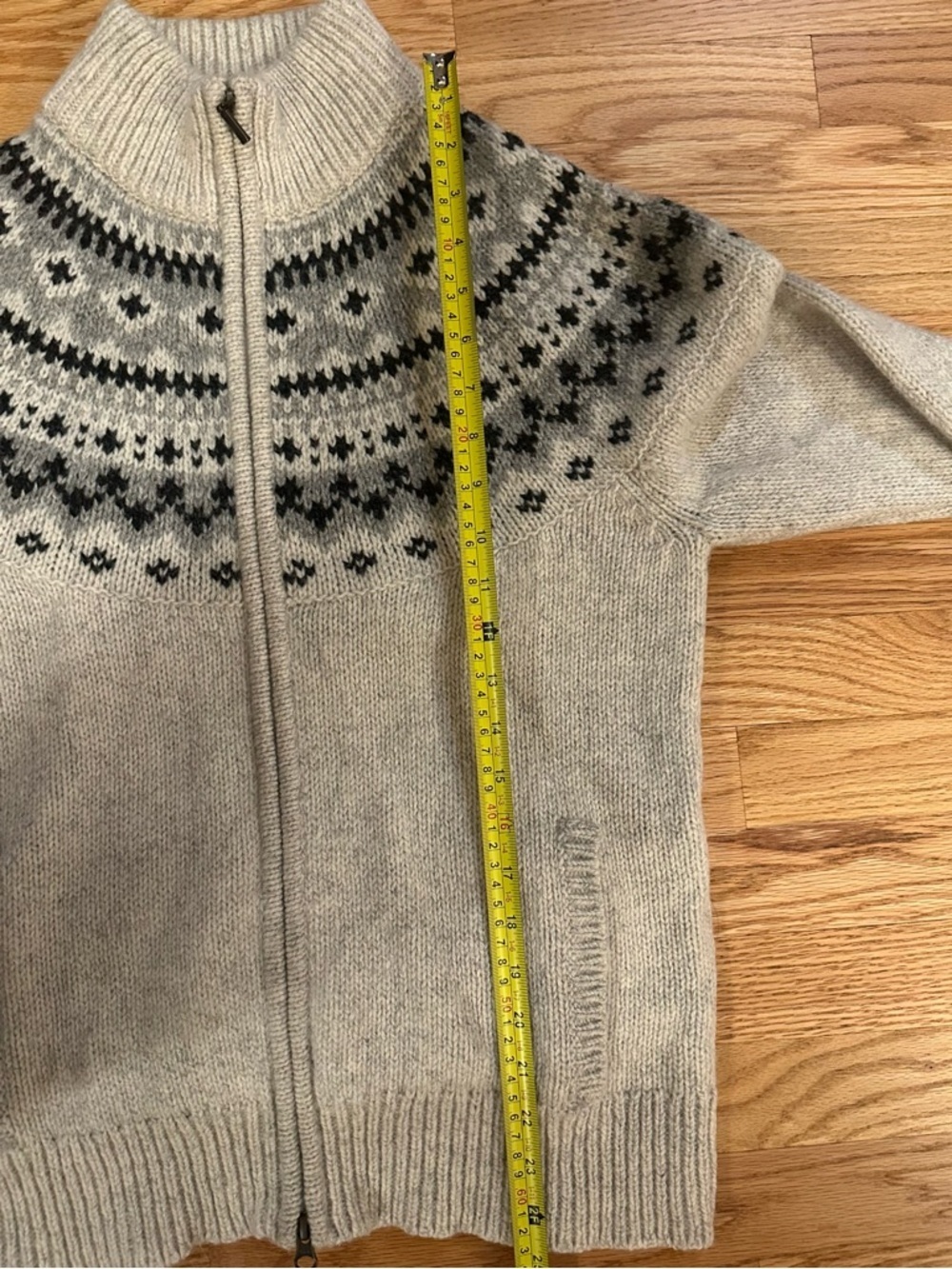 L.L.Bean 100% Lambswool Sweater Women’s Large Nordic Fair Isle Full Zip Jacket - Picture 11 of 11